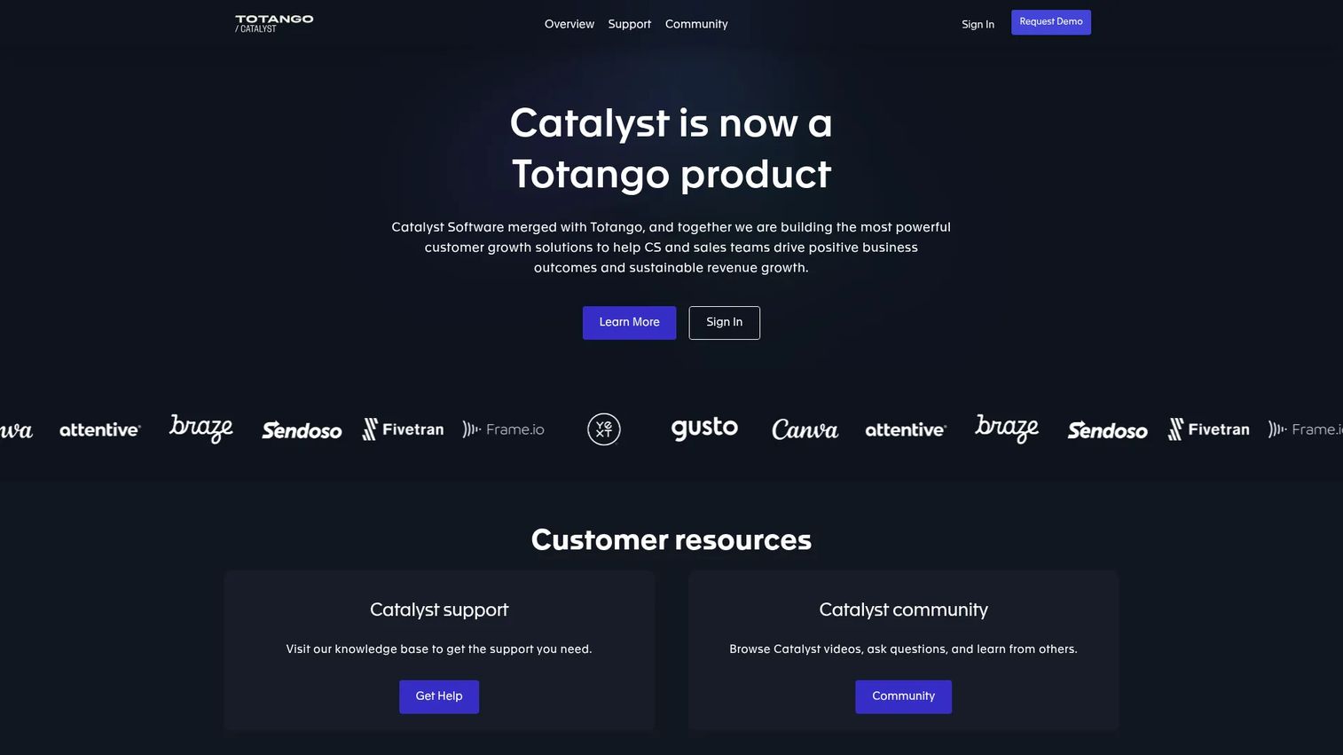 Catalyst customer growth platform homepage
