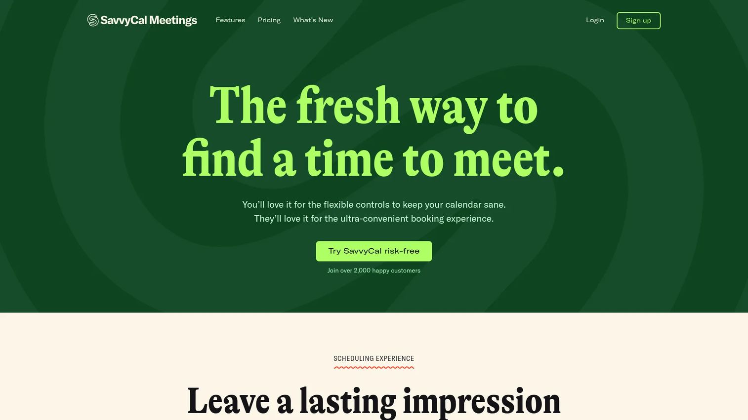 SavvyCal design-first booking software homepage