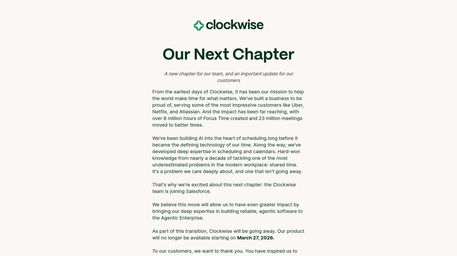 Clockwise AI calendar optimization homepage