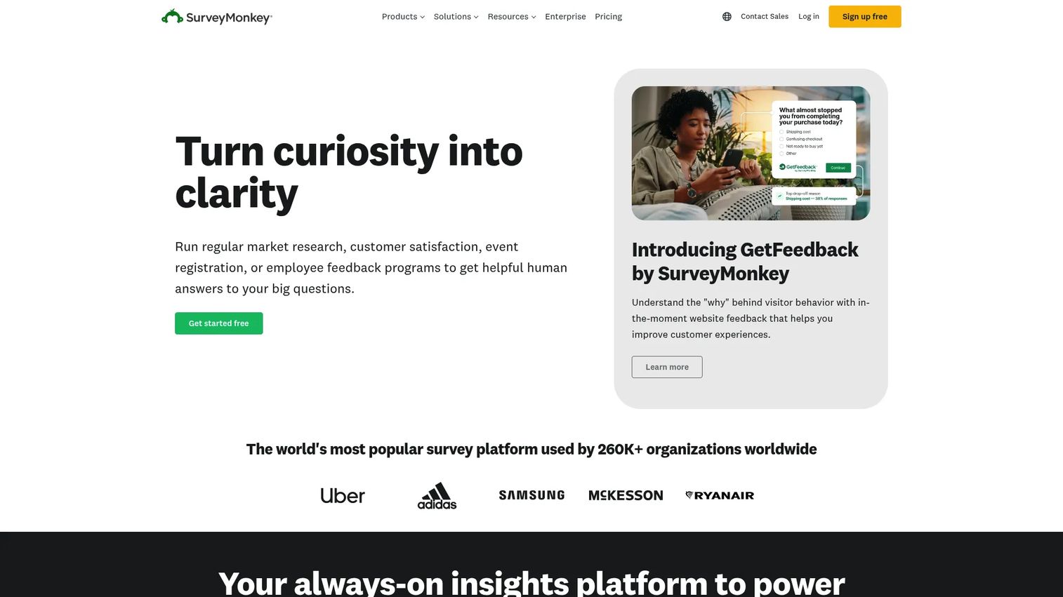 SurveyMonkey survey creation and reporting dashboard