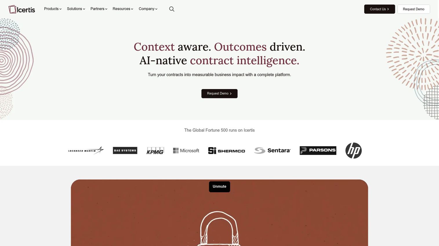 Icertis enterprise contract intelligence platform homepage
