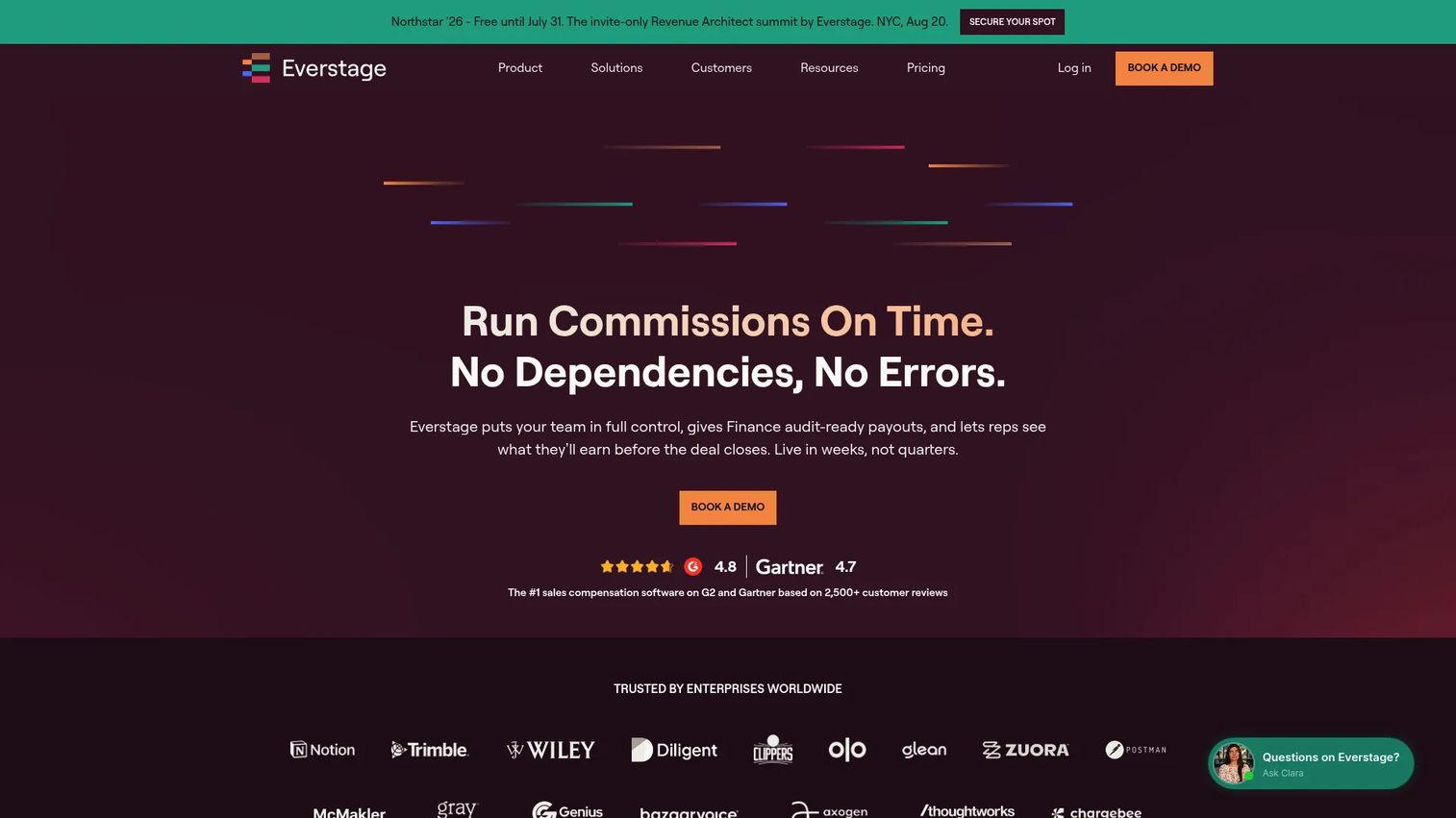 Everstage commission and rep dashboard view