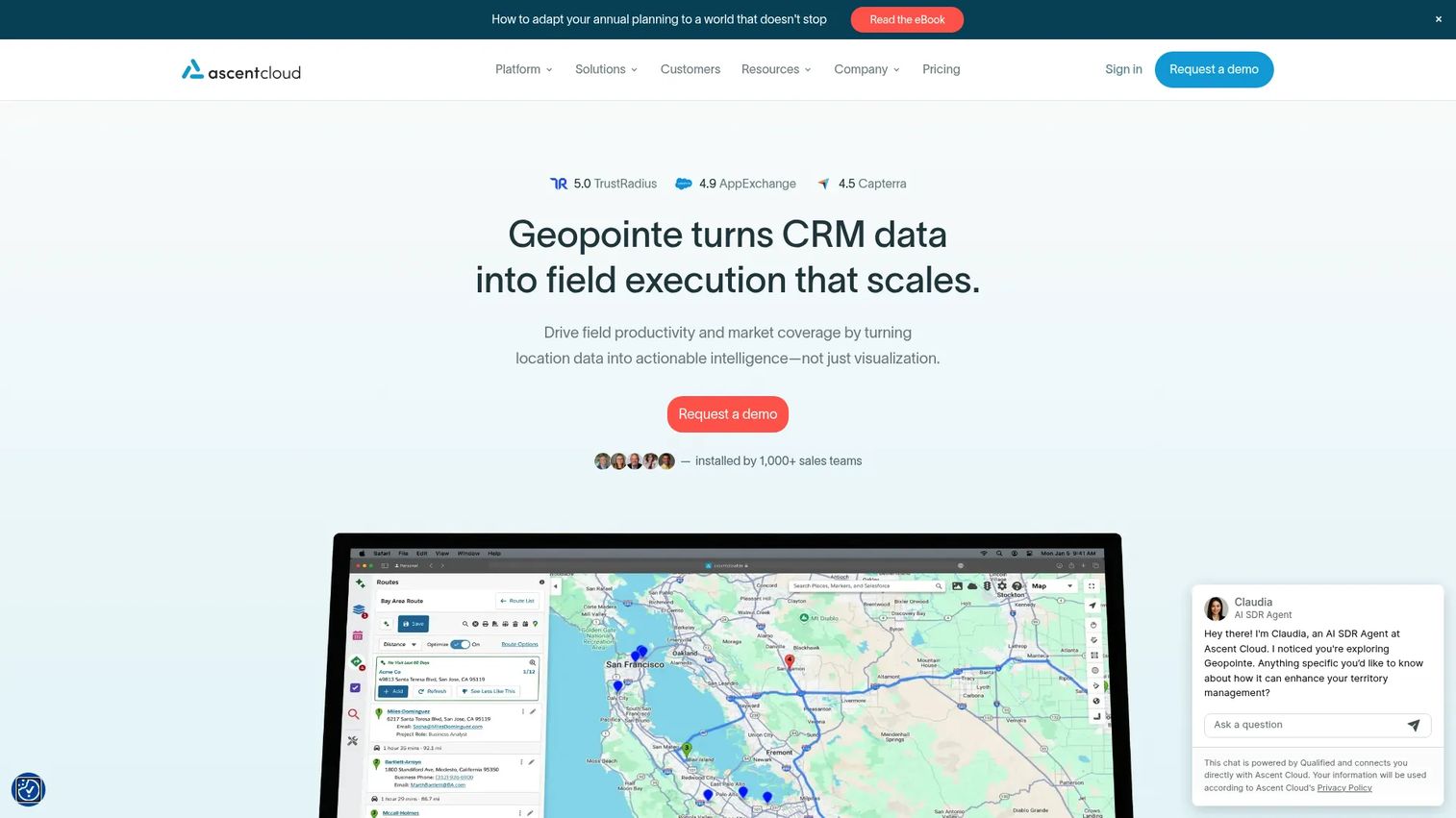 Geopointe Salesforce mapping and routing interface