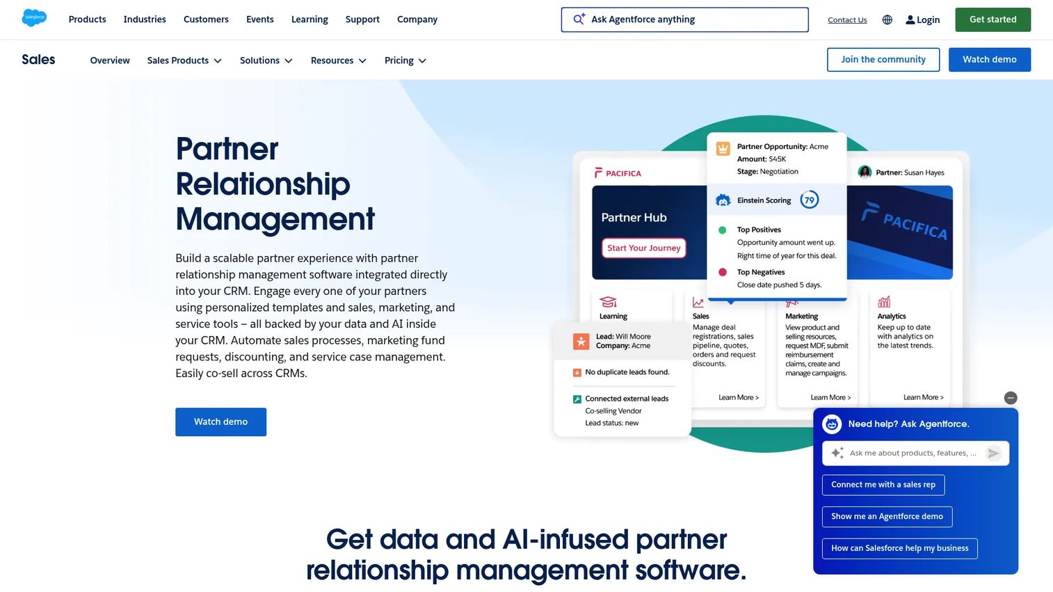 Salesforce PRM partner relationship management overview page