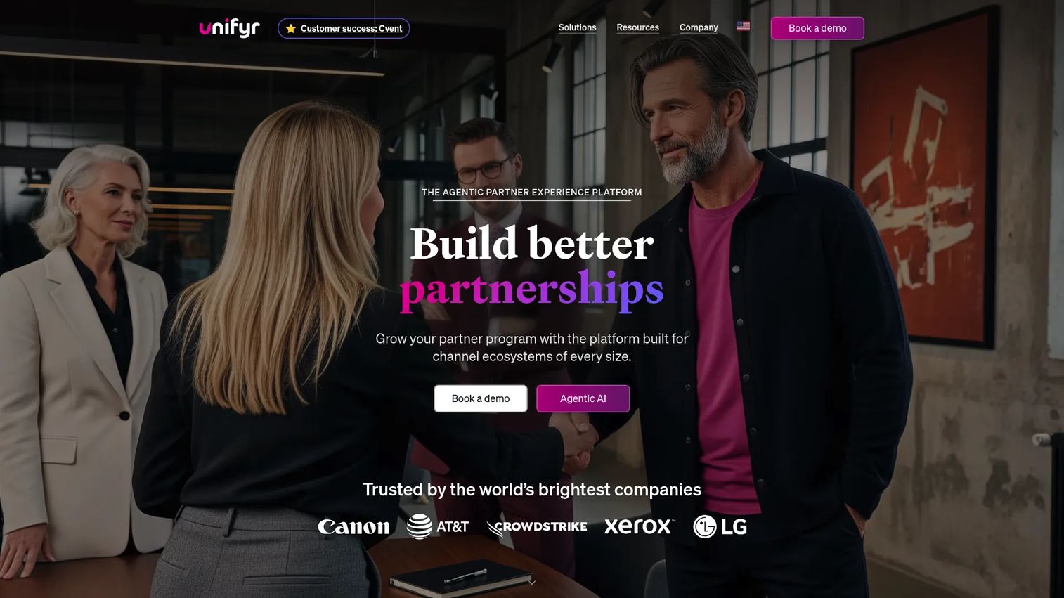 Unifyr partner ecosystem management platform homepage