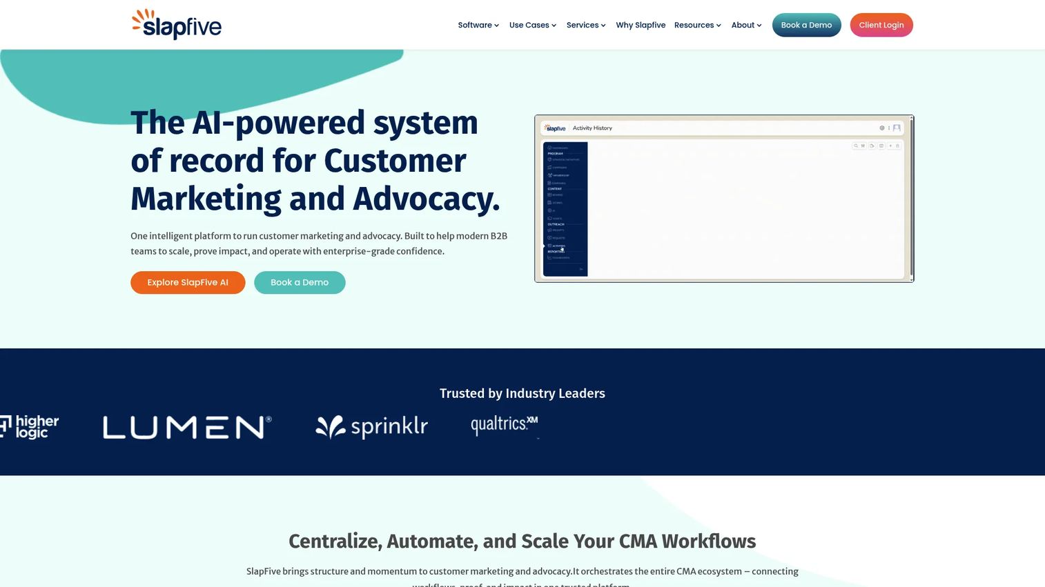 SlapFive customer marketing and advocacy software homepage
