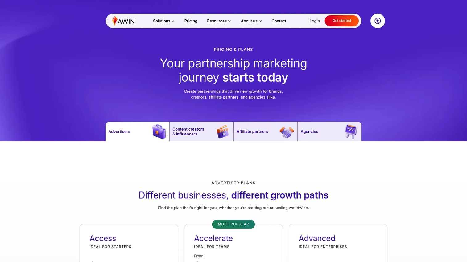 Awin Advanced affiliate marketing platform homepage