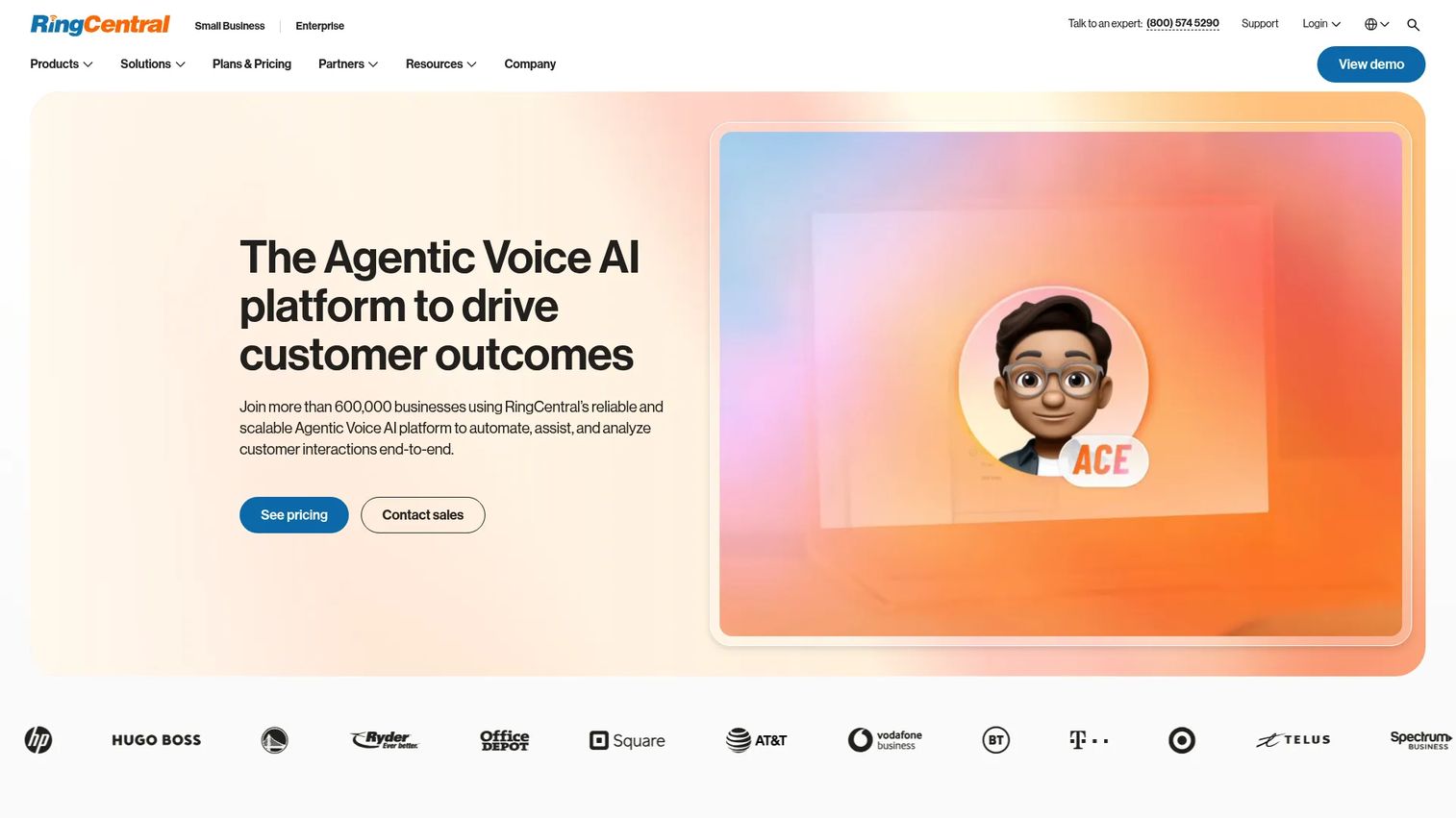 RingCentral cloud communications platform homepage