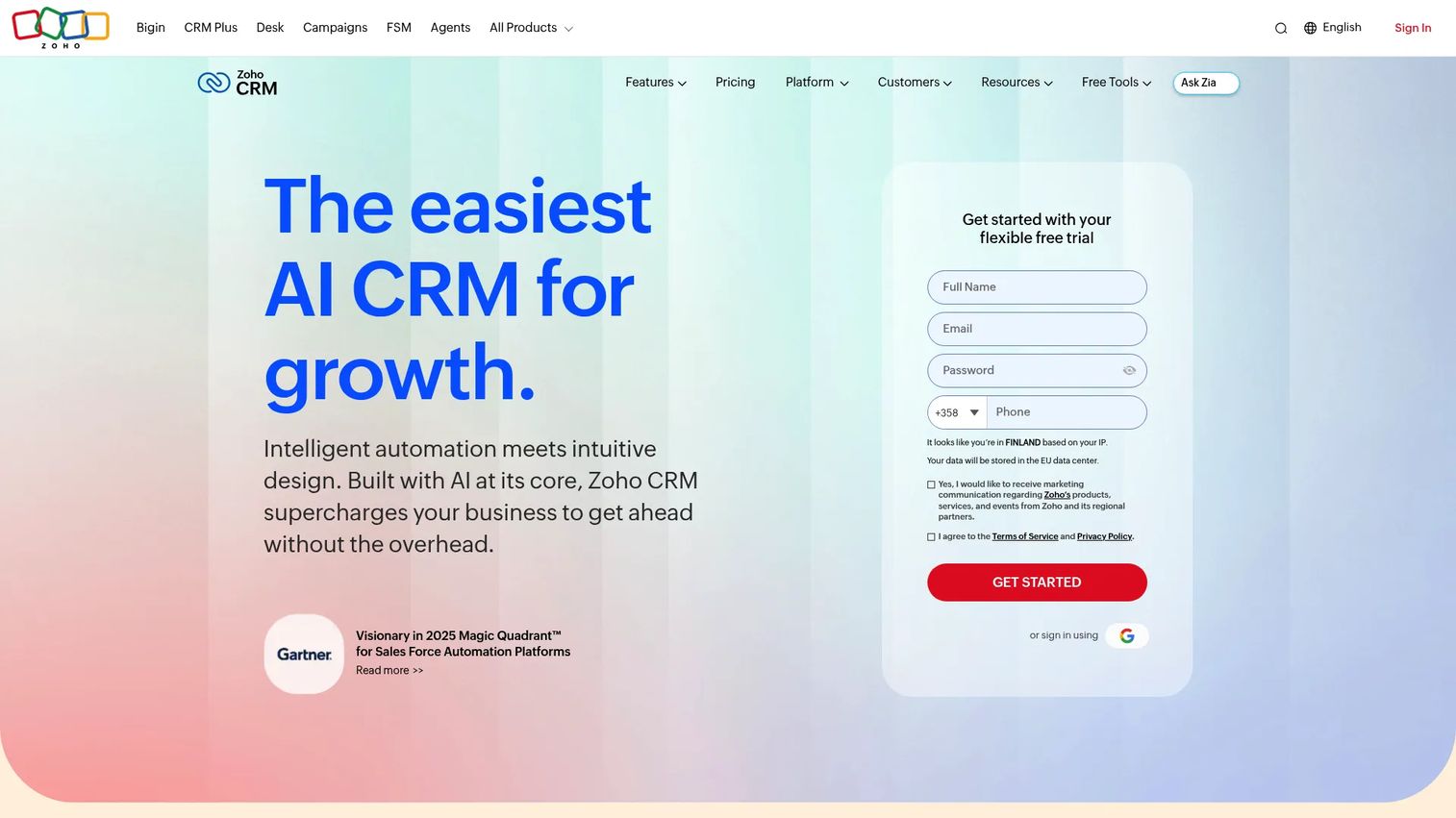 Zoho CRM account management view