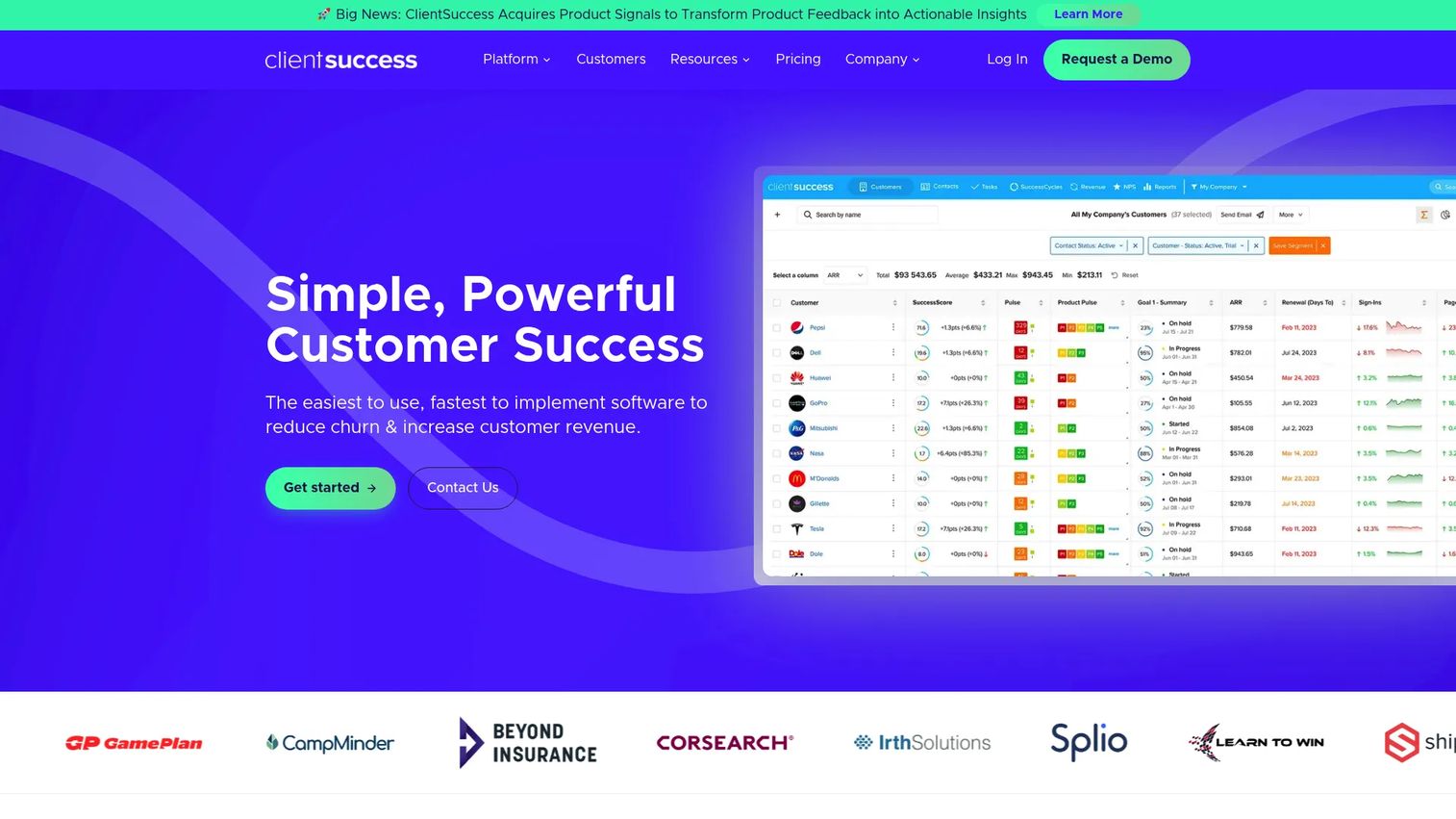 ClientSuccess customer success platform