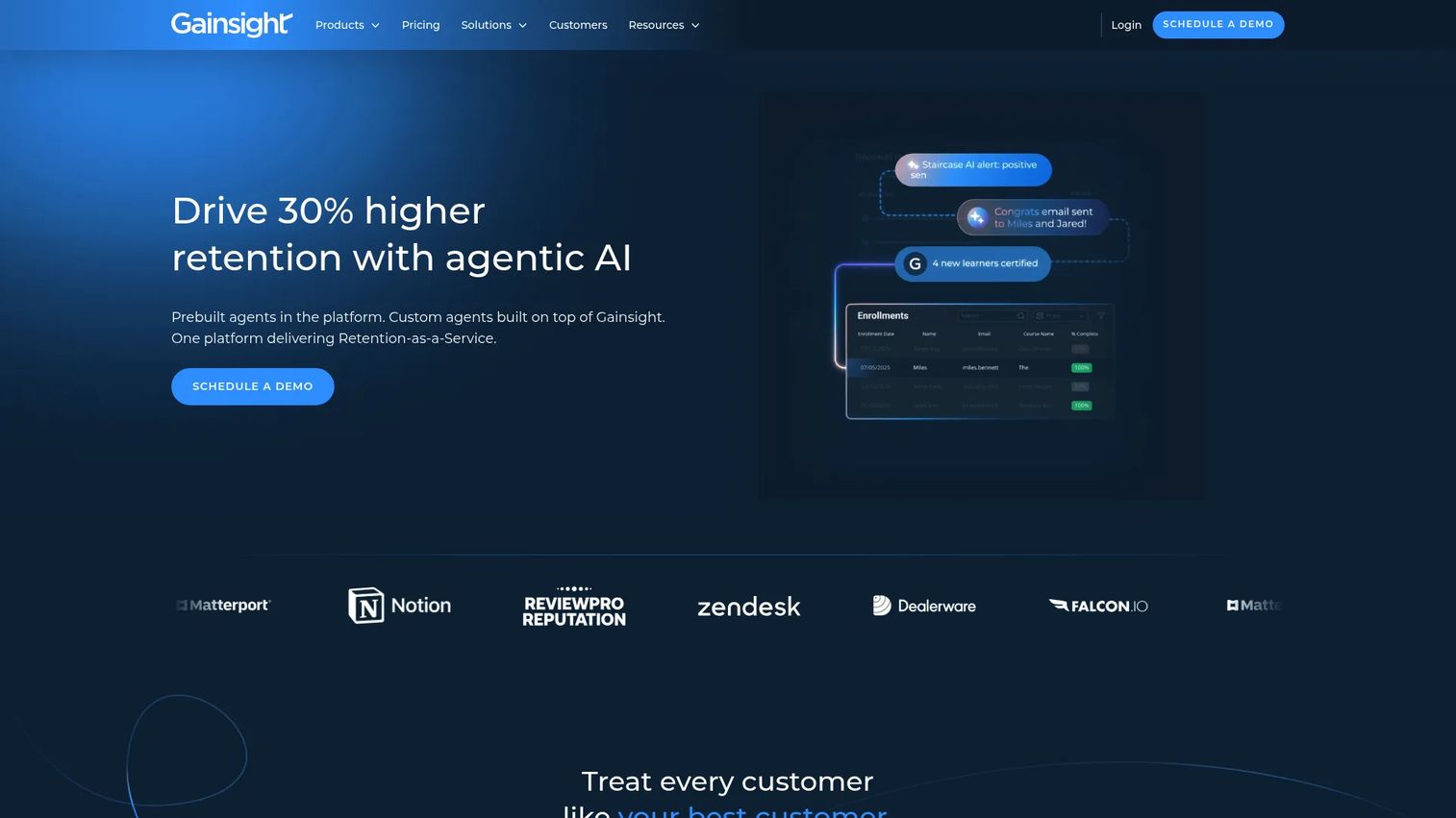 Gainsight CS customer health dashboard