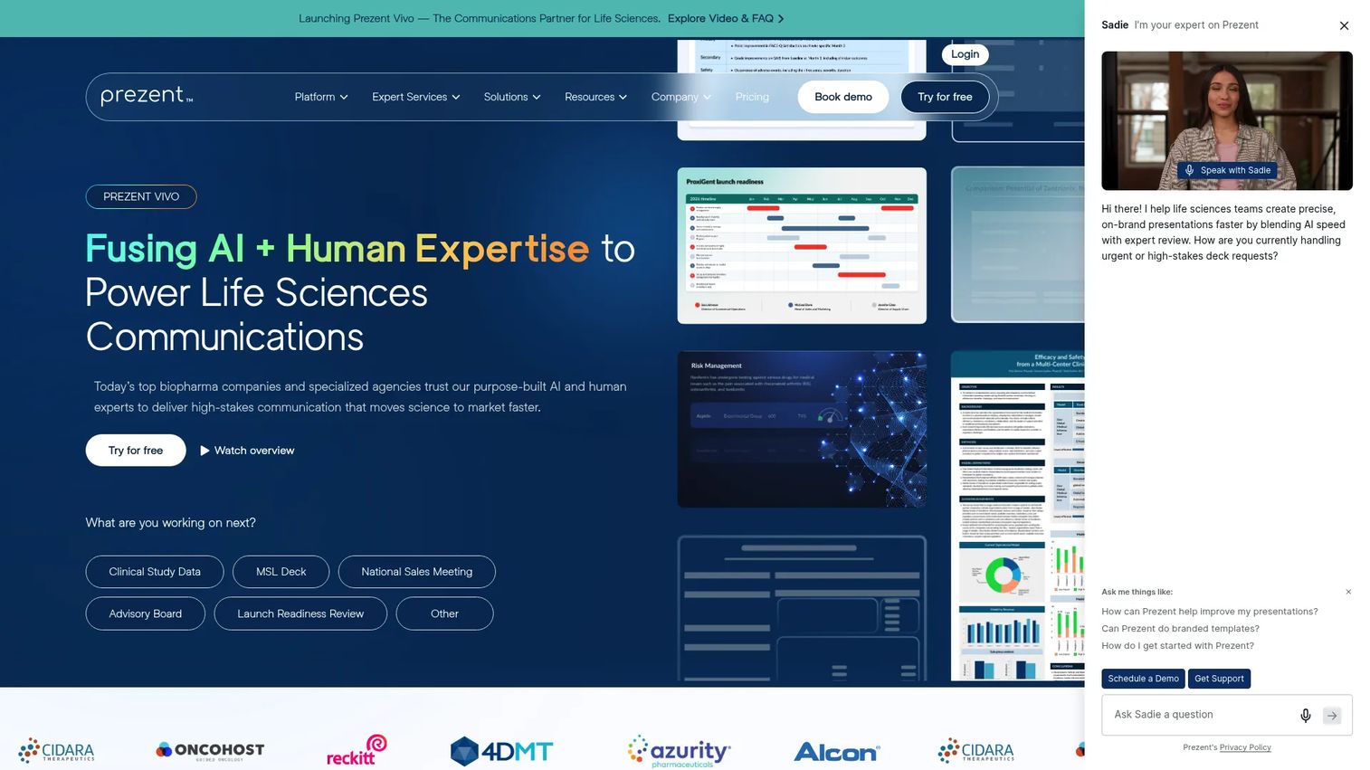 Prezent AI presentation platform homepage