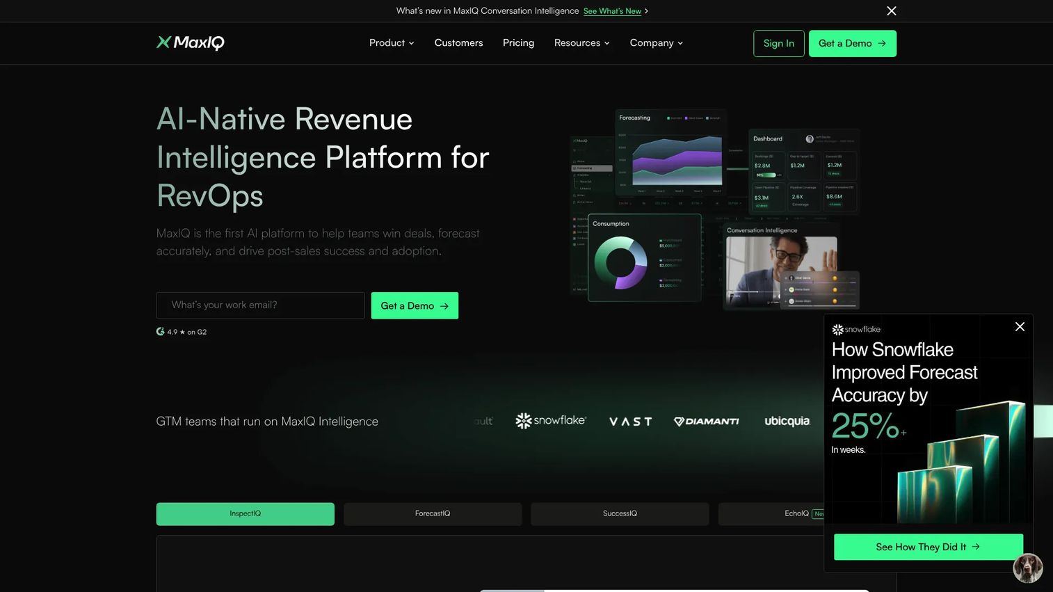 MaxIQ revenue intelligence screenshot