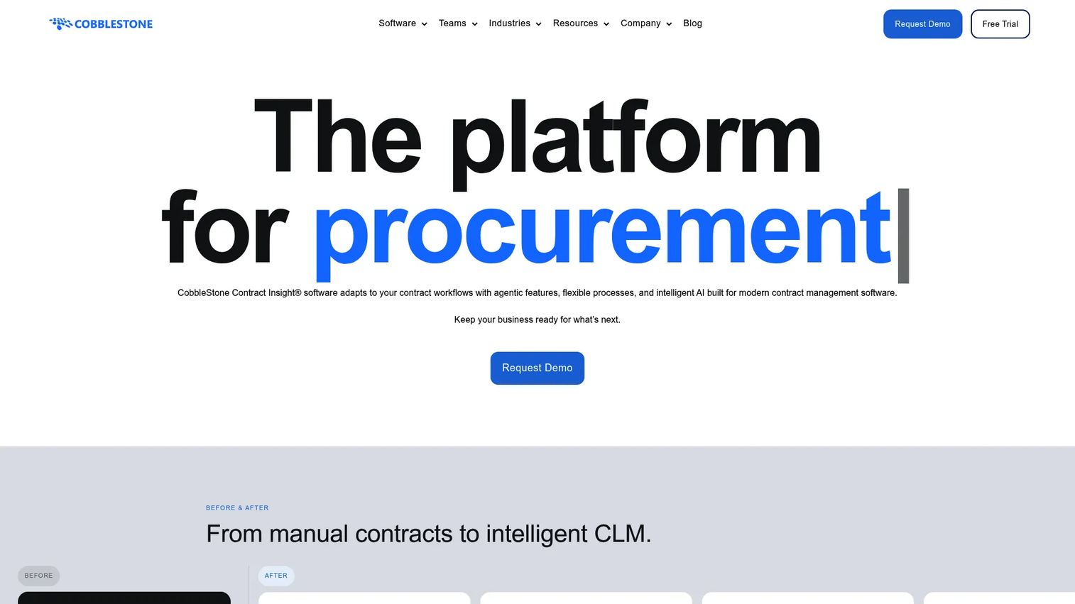 CobbleStone contract management software homepage