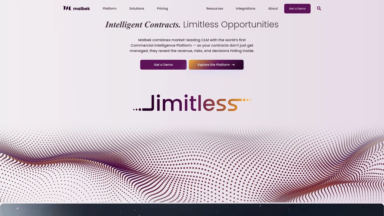 Malbek contract lifecycle management platform homepage