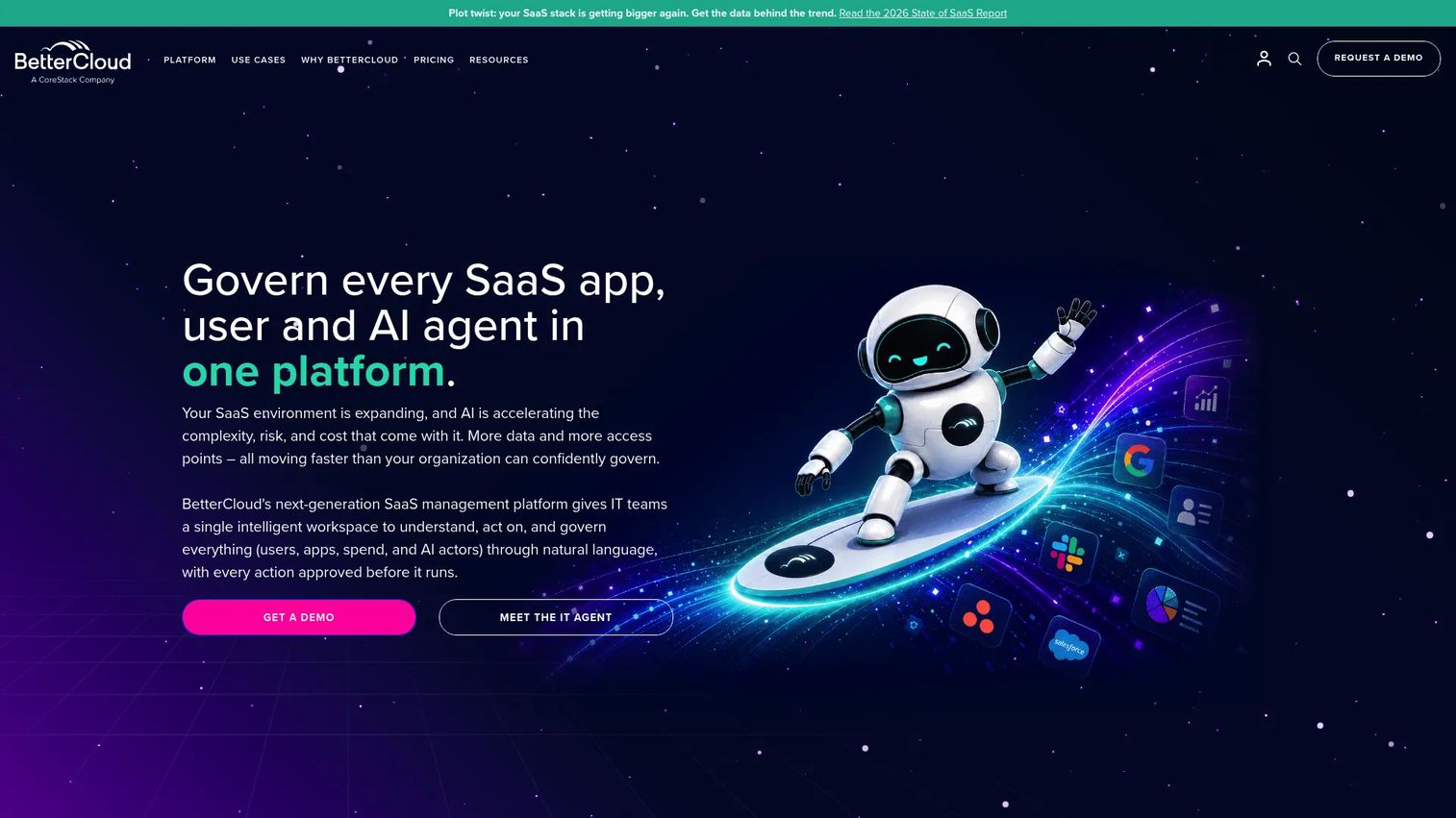 BetterCloud SaaS management platform homepage