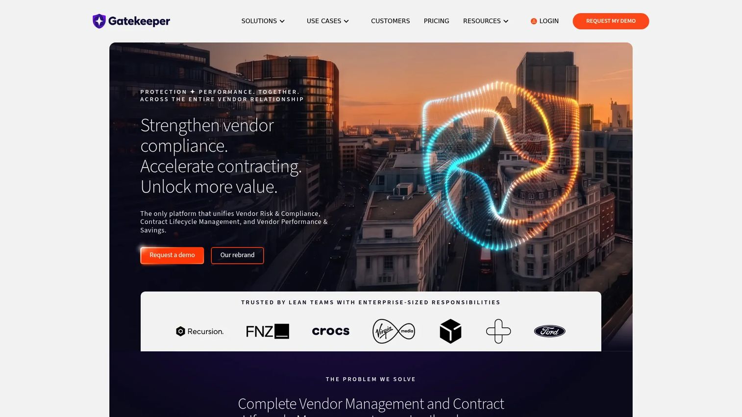 Gatekeeper vendor and contract management platform homepage