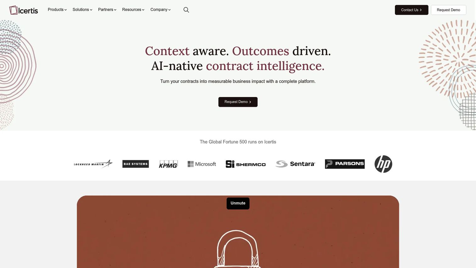 Icertis contract intelligence platform homepage