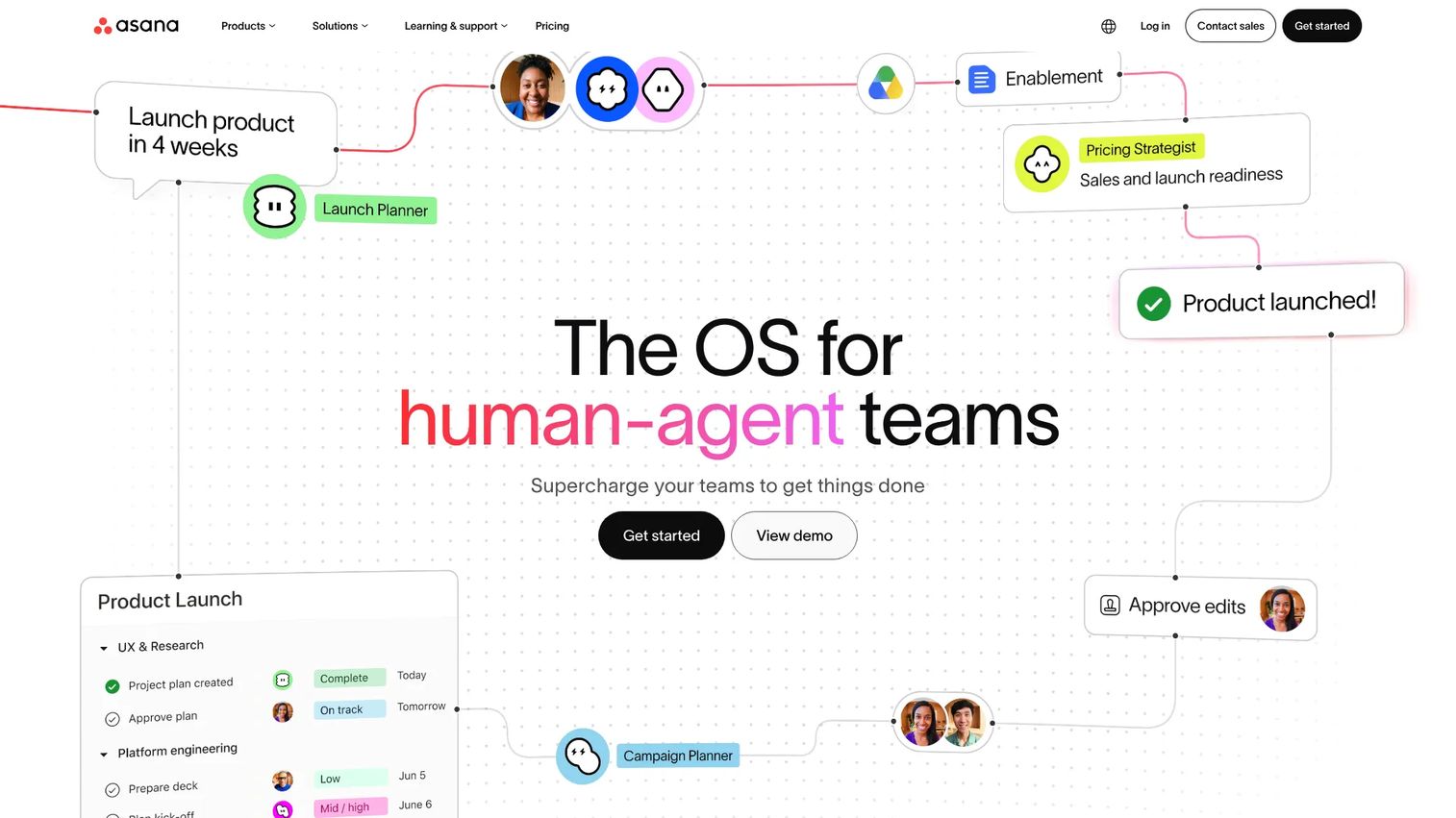 Asana work management platform homepage
