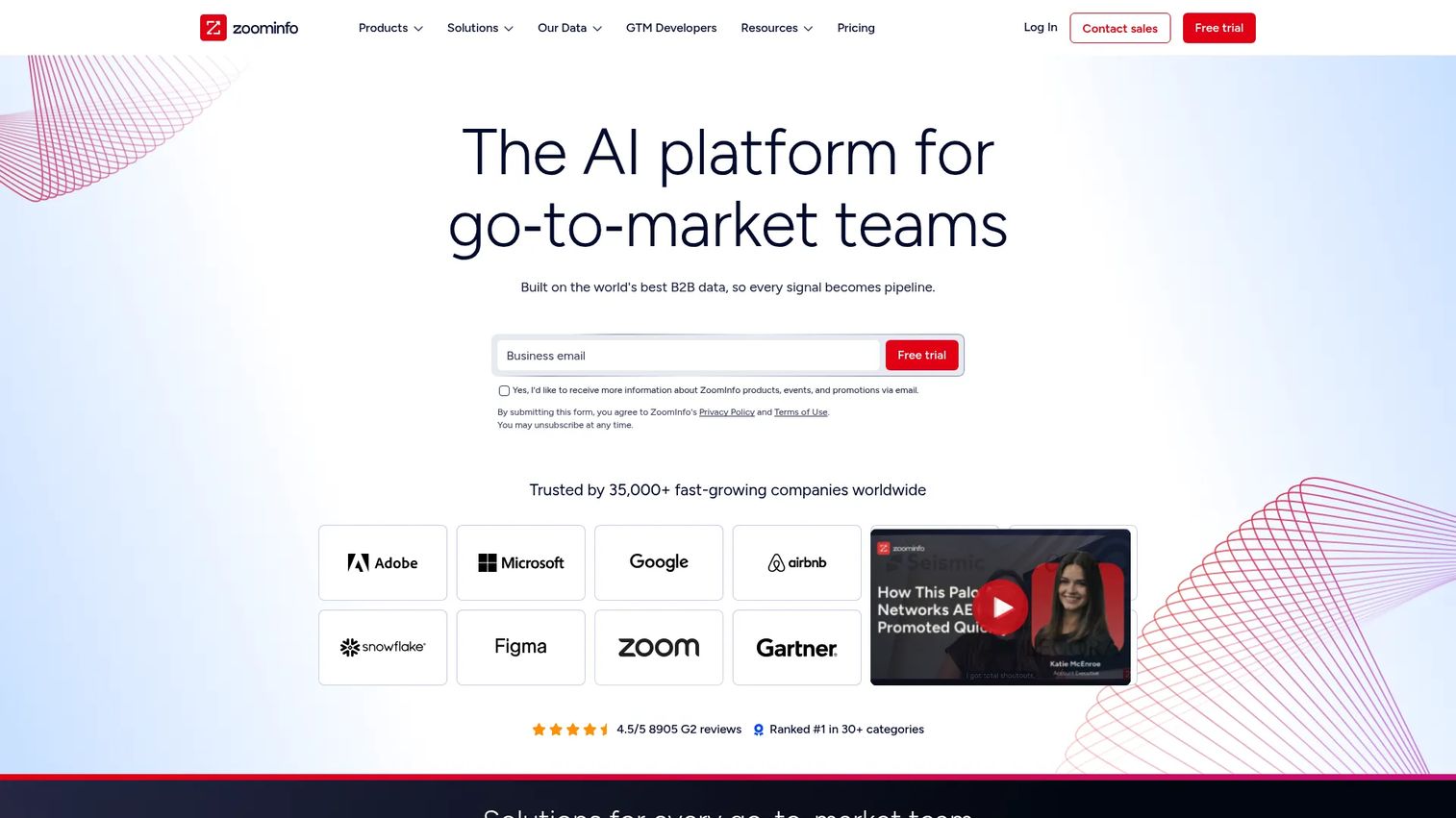 ZoomInfo go-to-market intelligence platform homepage