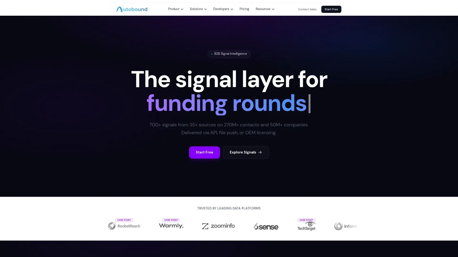 Autobound sales signal intelligence platform homepage