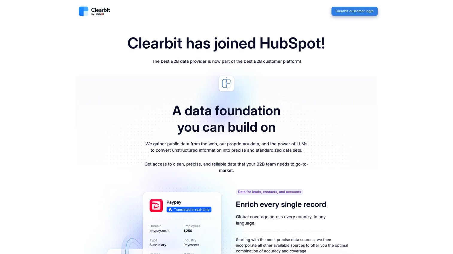 Clearbit enrichment and visitor identification platform