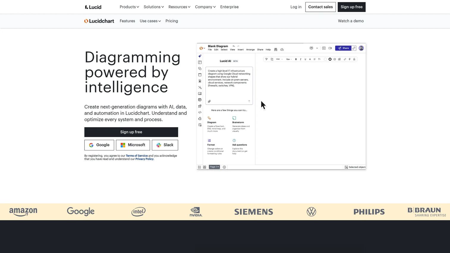 Lucidchart diagramming interface