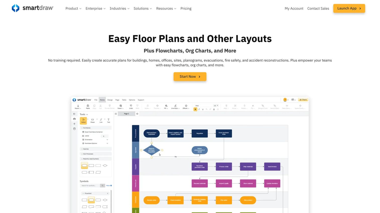 SmartDraw diagramming interface