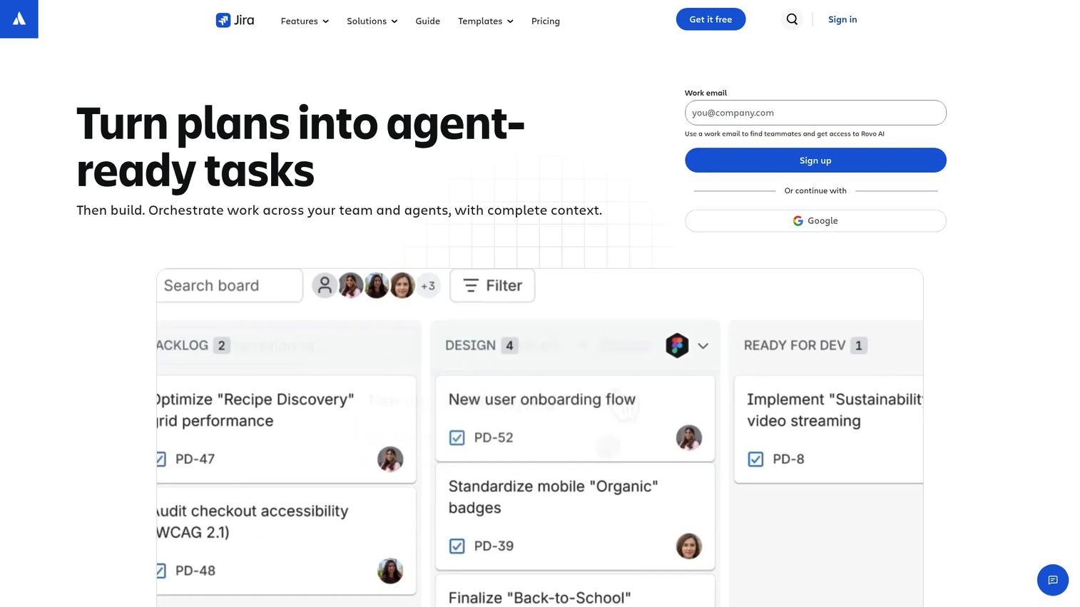 Jira backlog ranking and issue tracking board