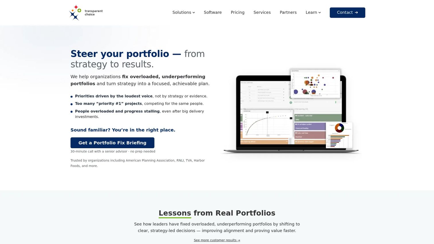 TransparentChoice project and portfolio prioritization software homepage