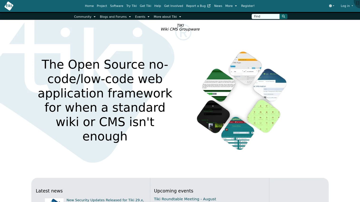 Tiki Wiki CMS Groupware interface showing wiki and collaboration features
