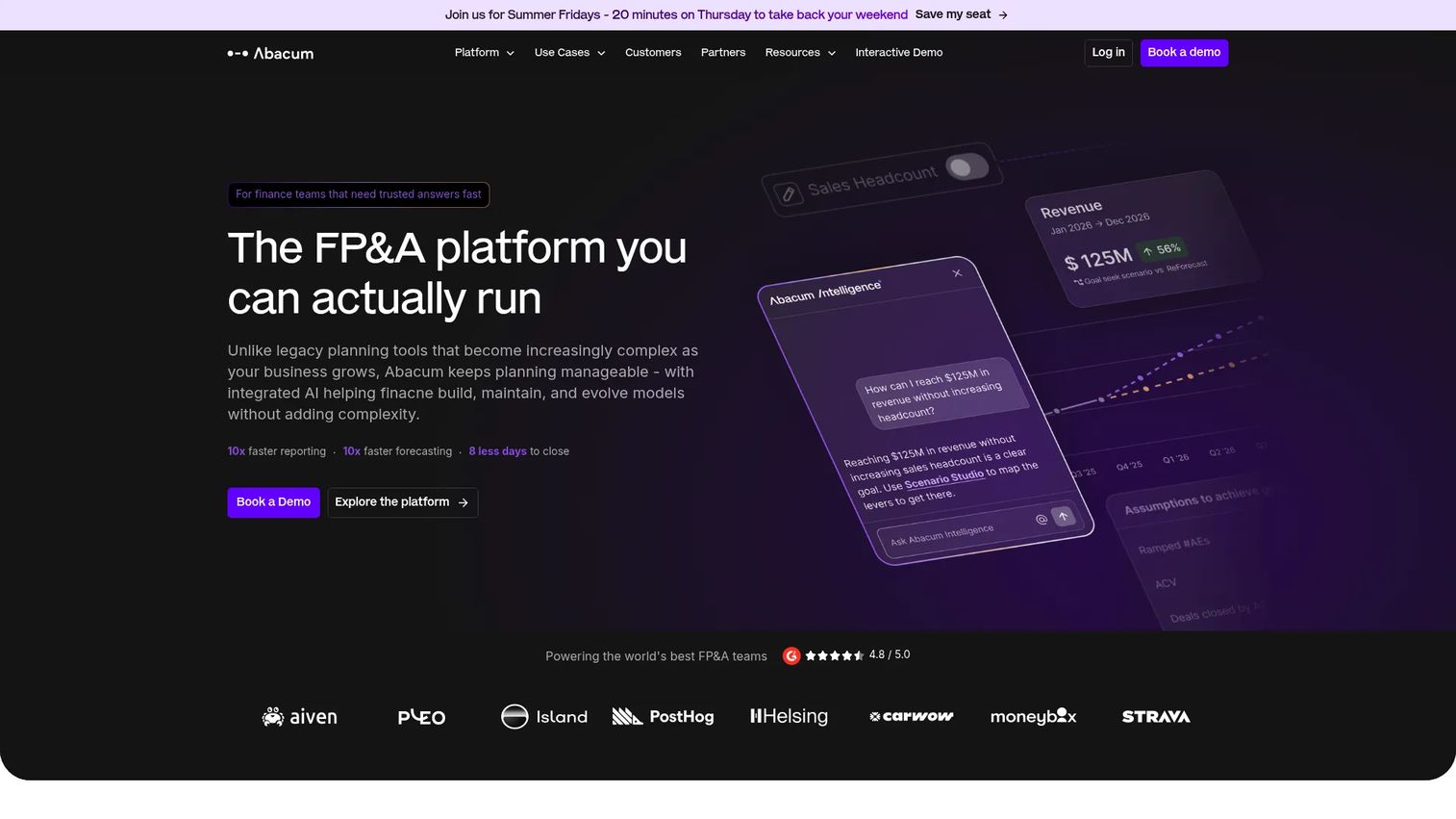 Abacum FP&A platform dashboard