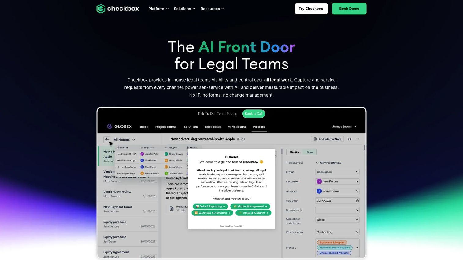 Checkbox.ai AI-powered legal intake and matter management
