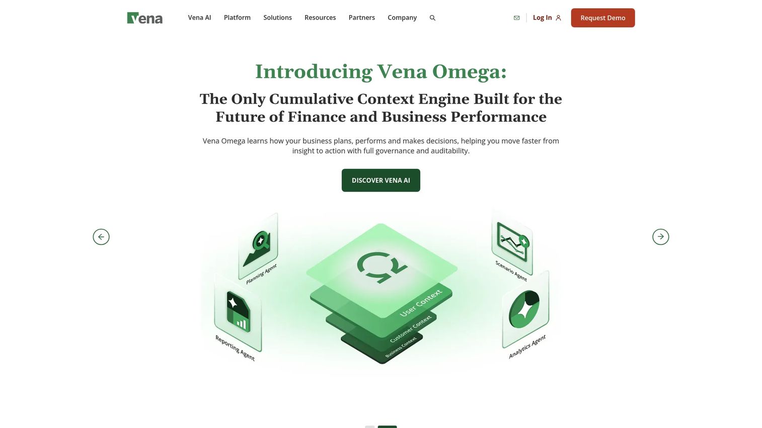 Vena Excel-native FP&A and scenario planning platform homepage