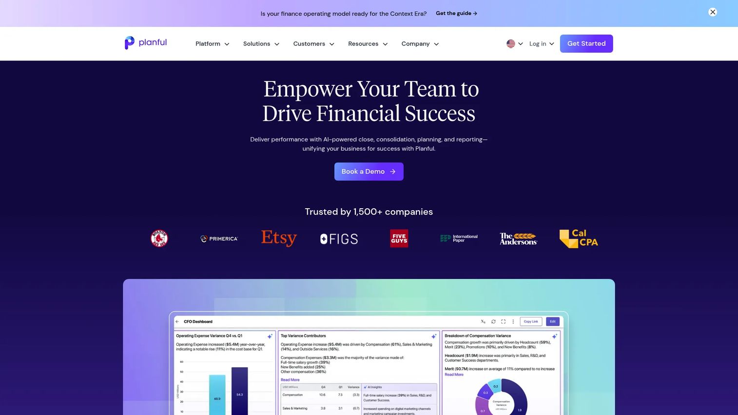 Planful financial performance management platform