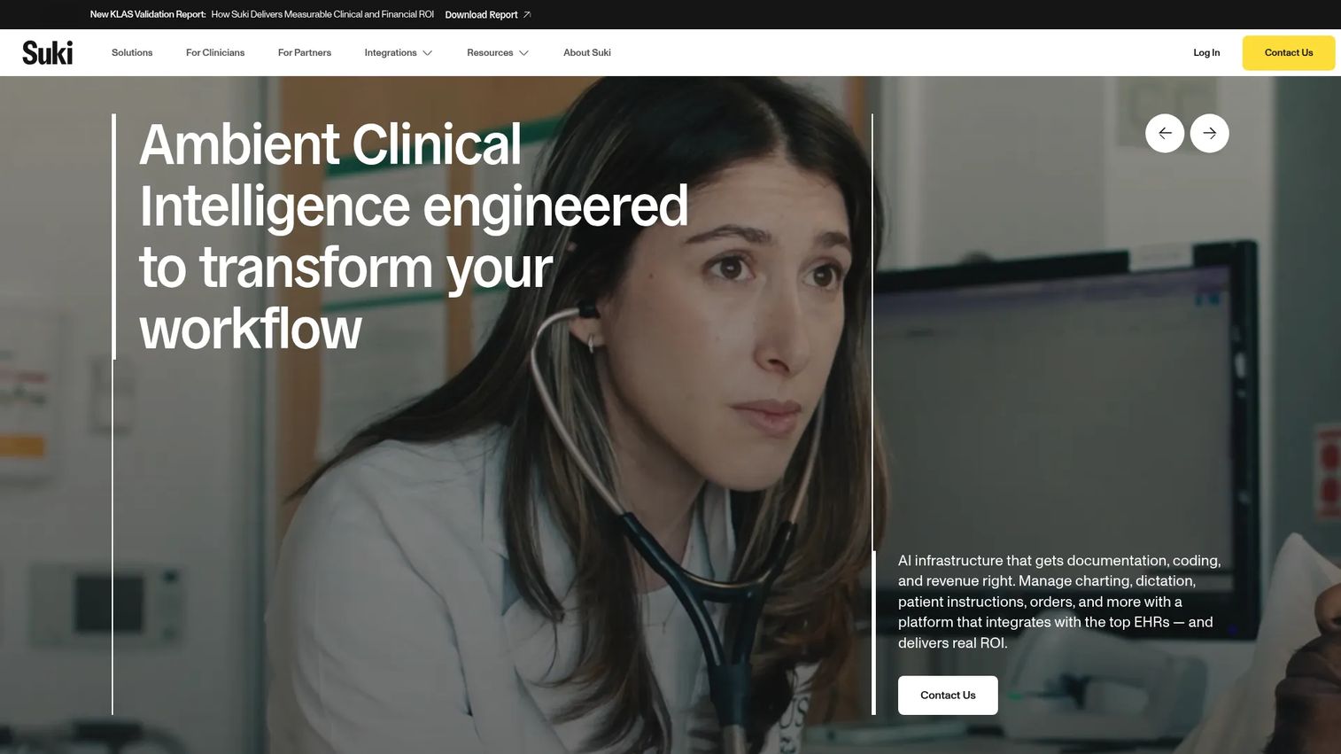 Suki AI assistant for healthcare documentation homepage