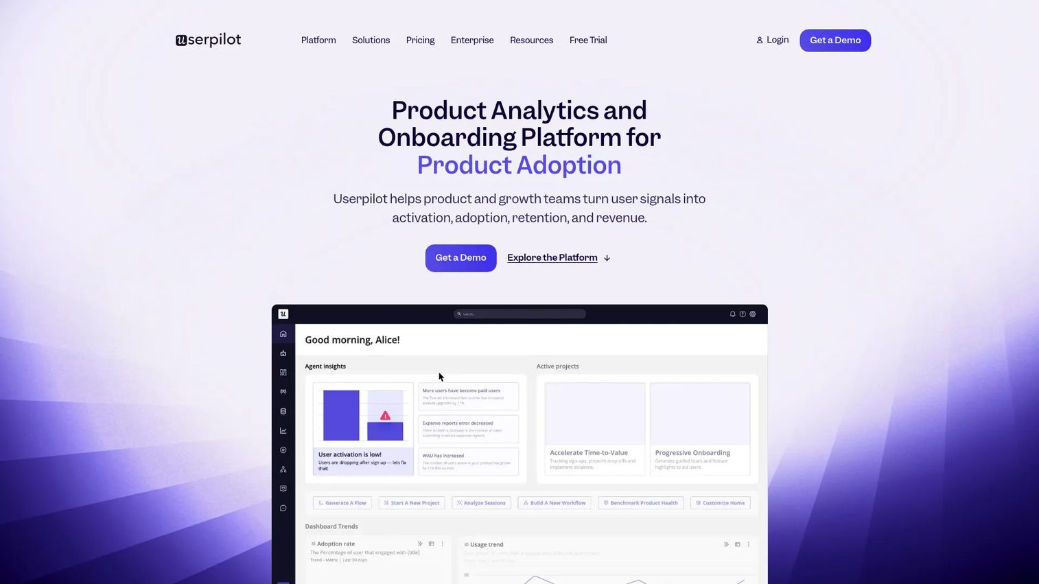 Userpilot in product messaging and onboarding platform interface