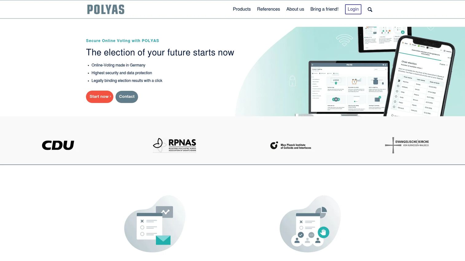 Polyas online voting software homepage