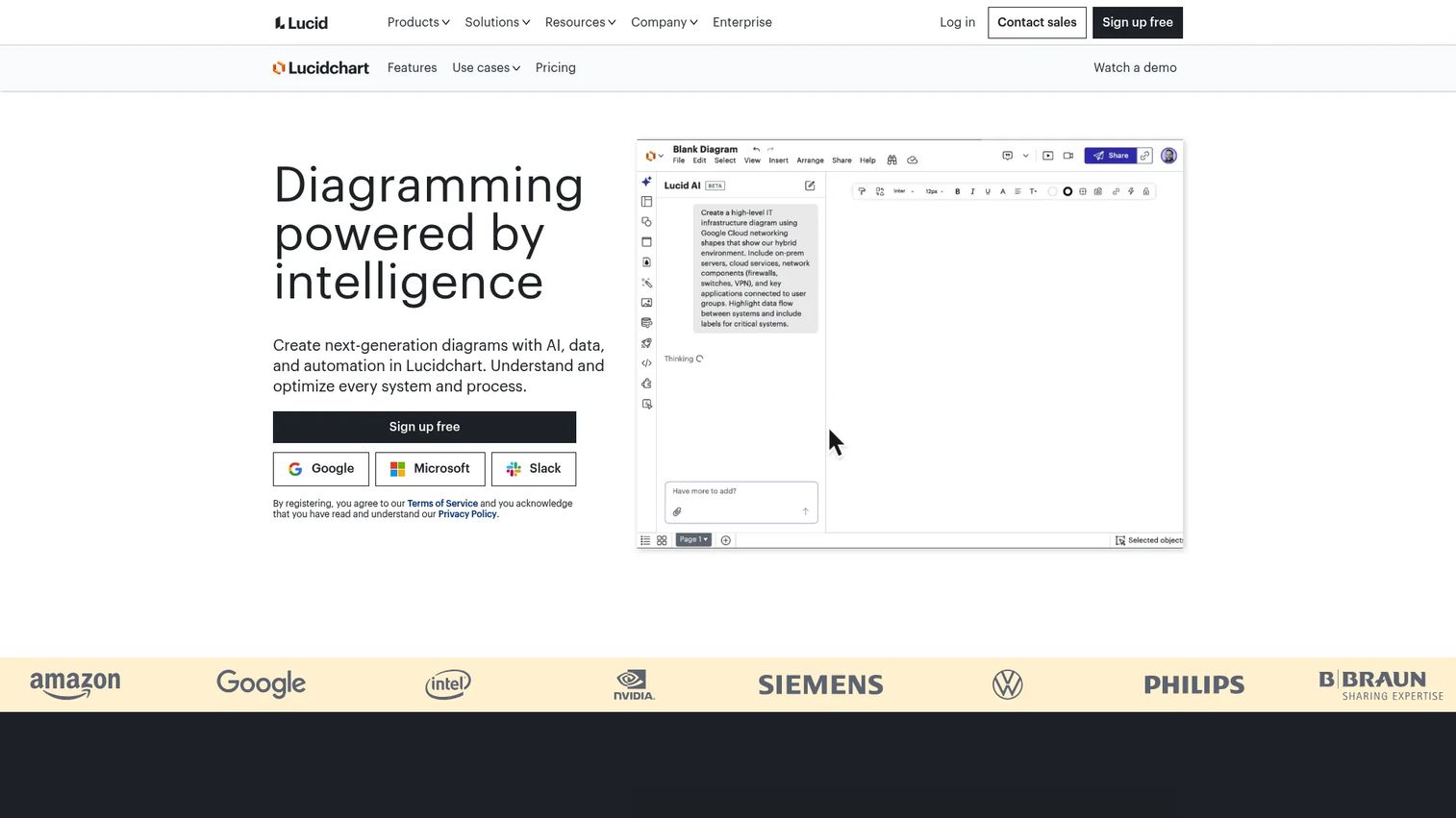 Lucidchart collaborative diagramming interface