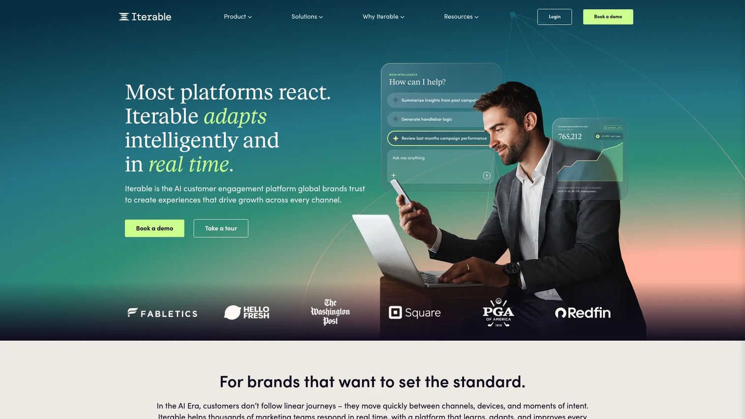 Iterable customer engagement platform homepage