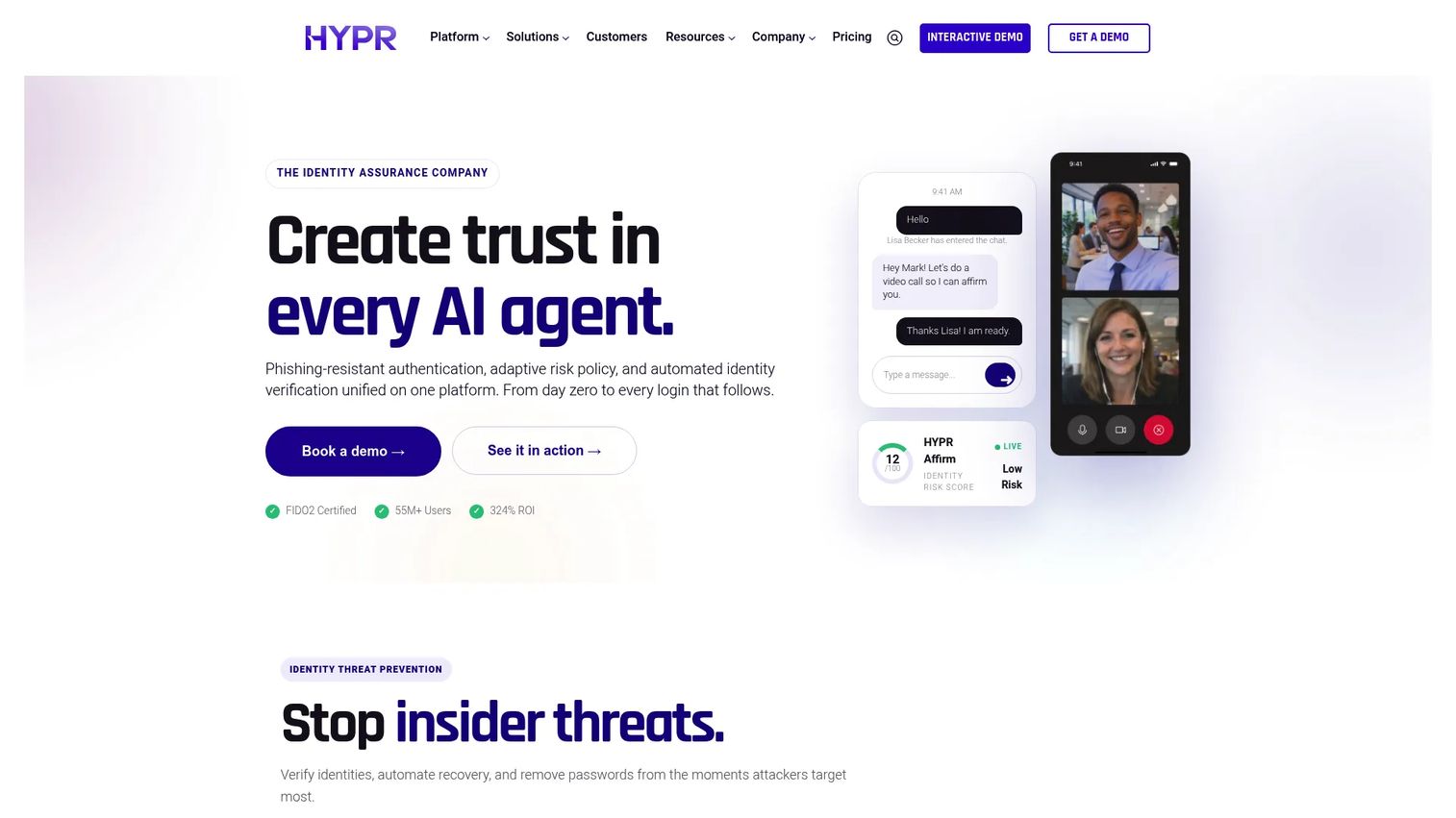 HYPR passwordless identity assurance homepage