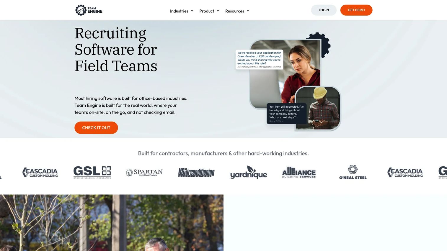 Team Engine HR automation and recruiting software homepage