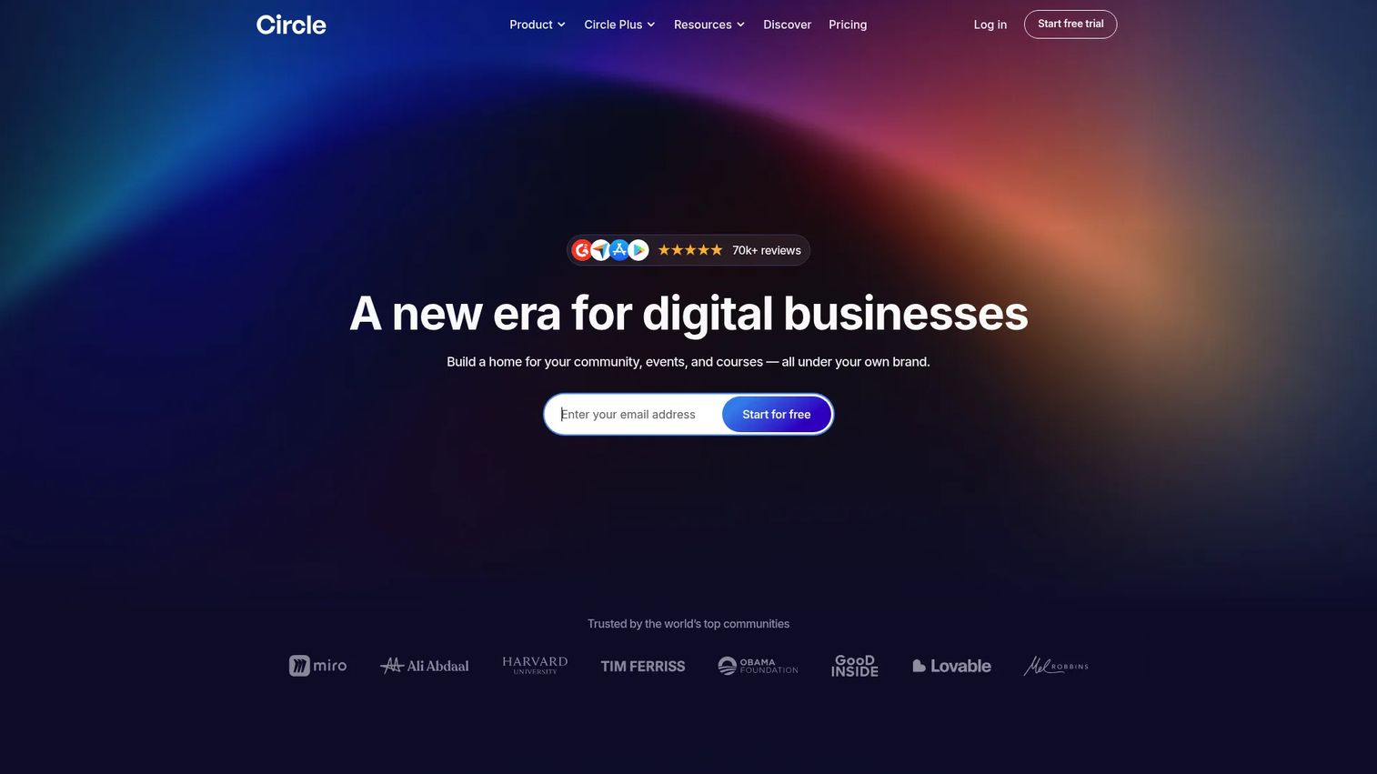 Circle community platform homepage