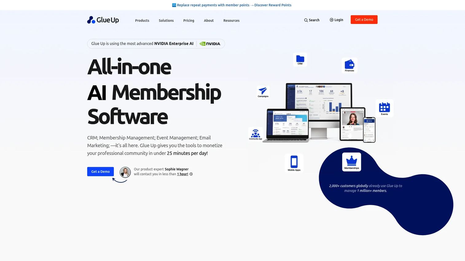 Glue Up all-in-one association engagement software homepage