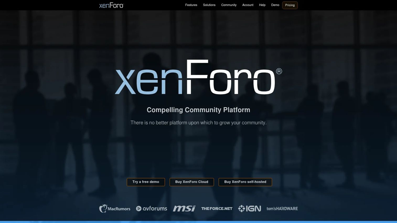 XenForo premium forum and community platform homepage