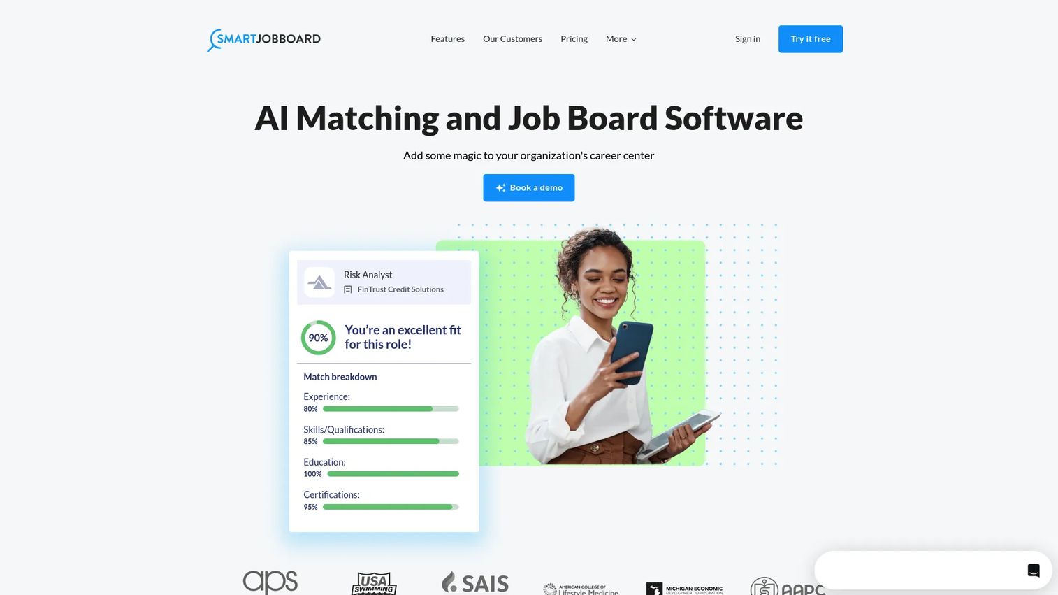 SmartJobBoard branded career center software homepage