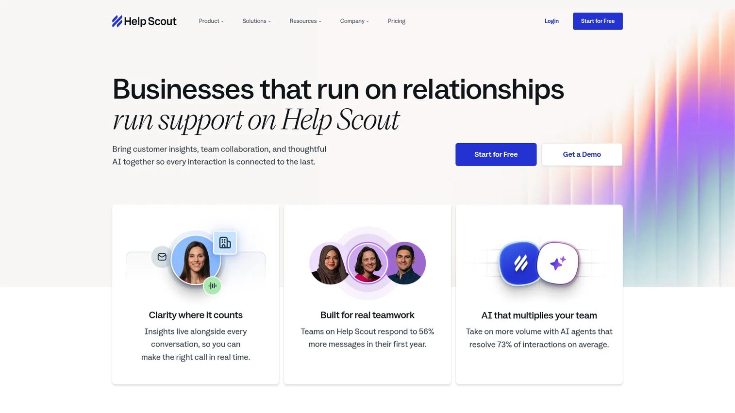 Help Scout in-app support software homepage