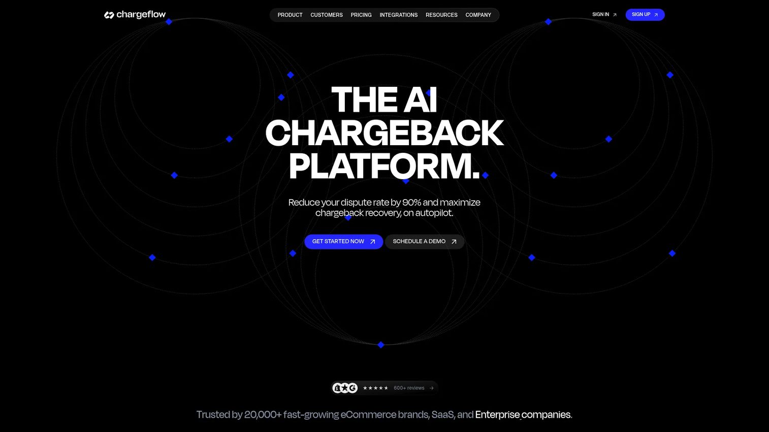 Chargeflow automated chargeback recovery homepage
