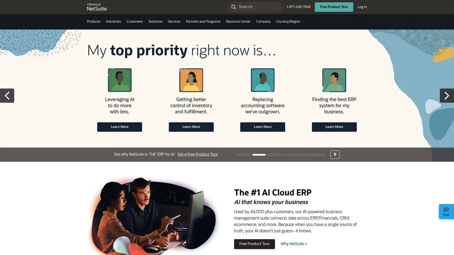NetSuite cloud ERP suite homepage