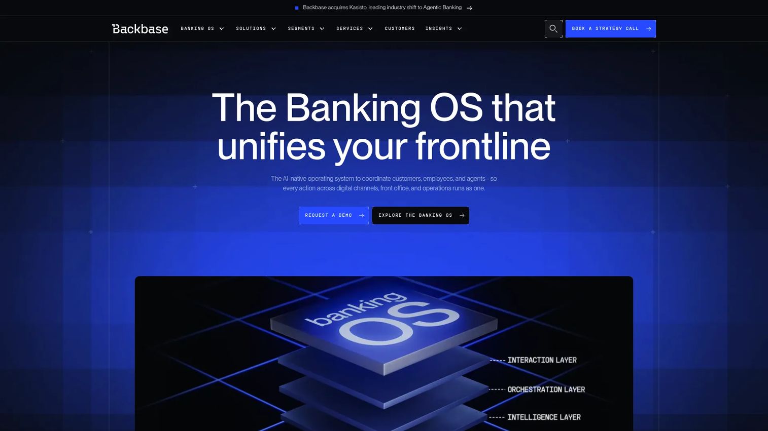 Backbase banking OS platform homepage